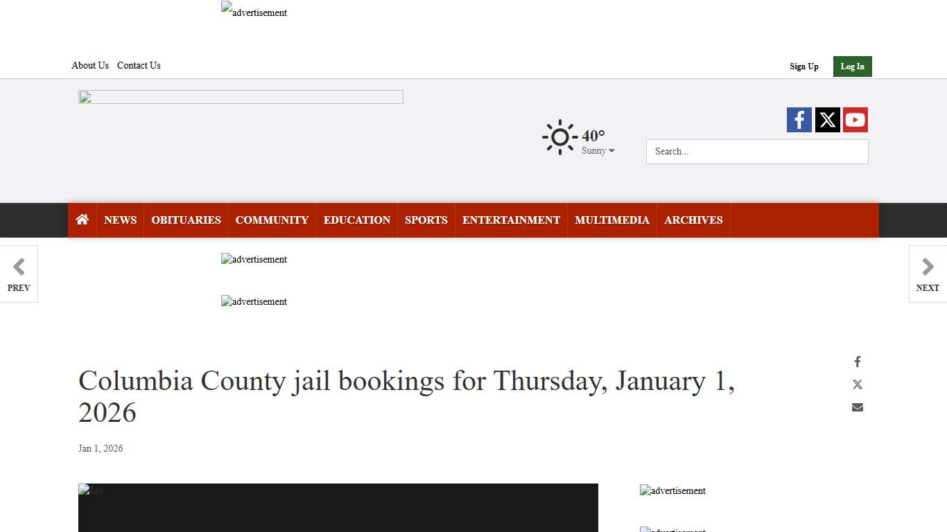 Columbia County jail bookings for Thursday, January 1, 2026 | magnoliareporter.com